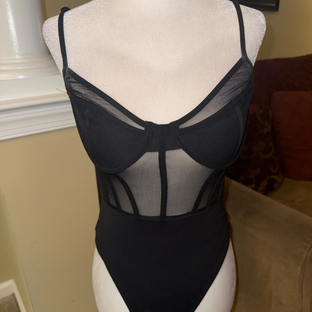White Fox Black Sheer Bodysuit